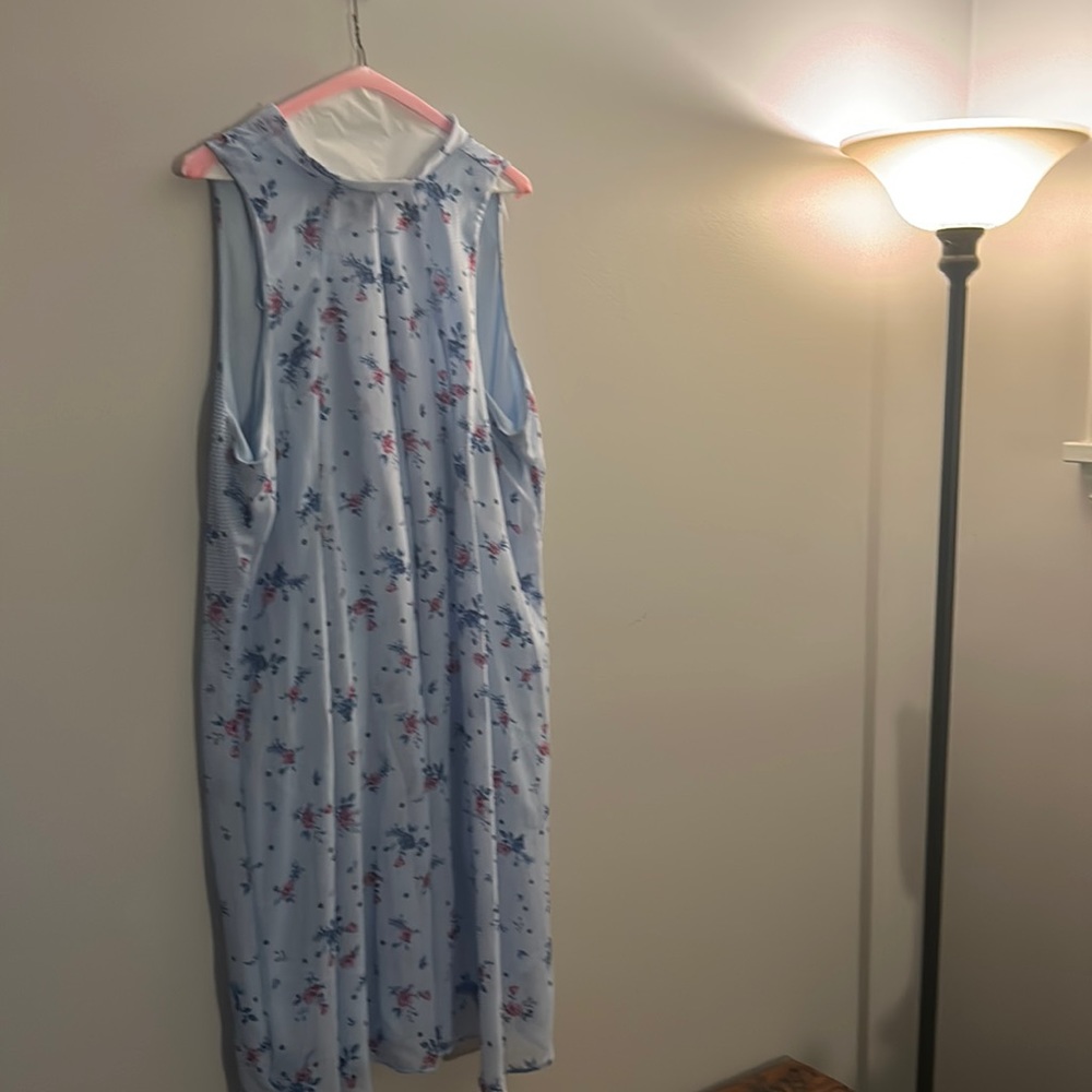 Blue & Pink high neck floral dress